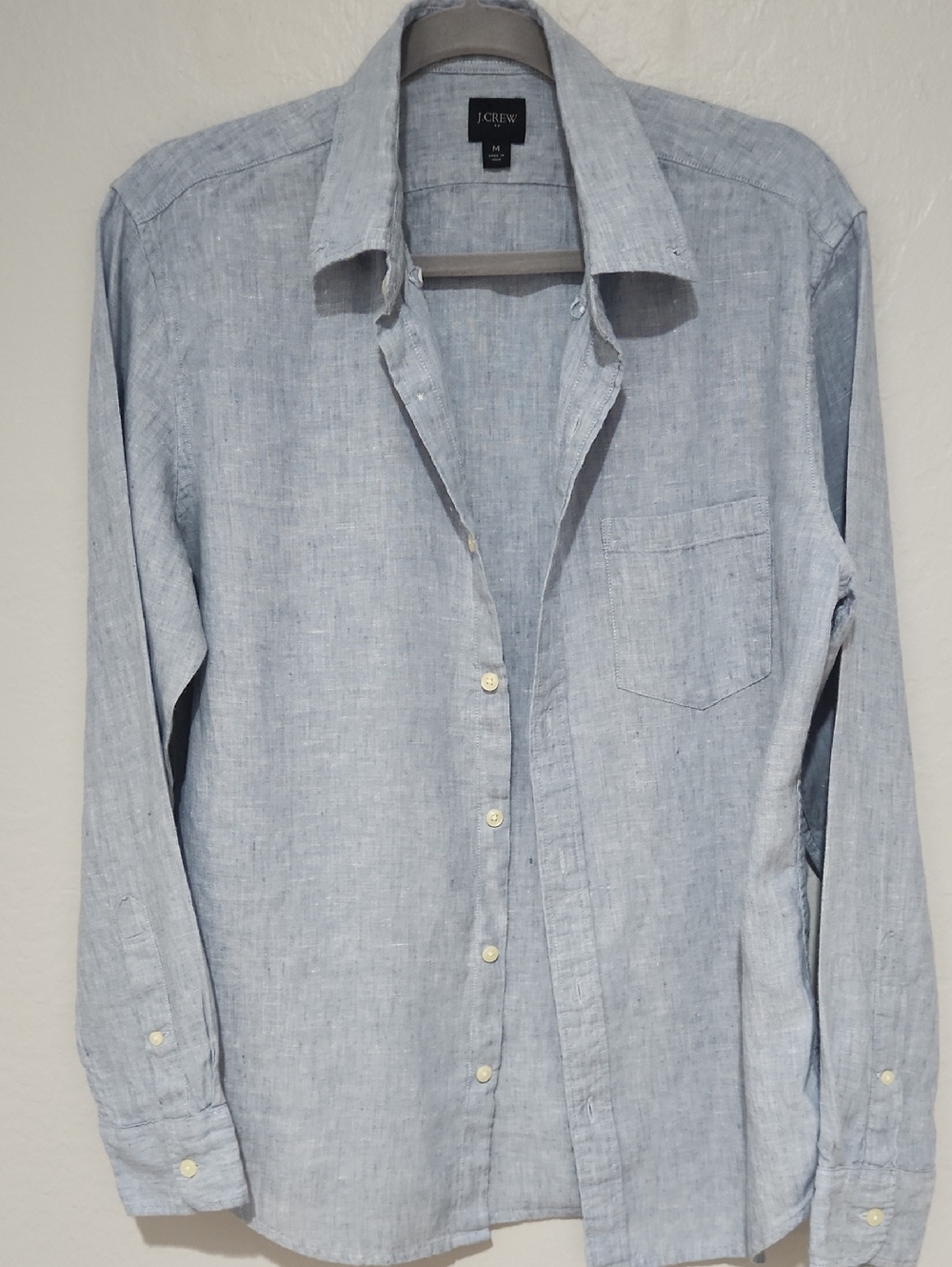 J. Crew Linen Blend Button Down Men's Medium Casual Organic Cotton Quiet Luxury